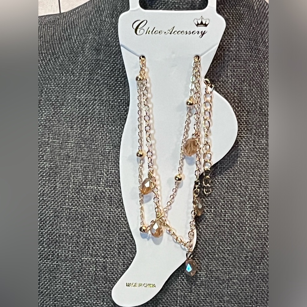 Chloe Fashion Crystal Ankle Bracelet.